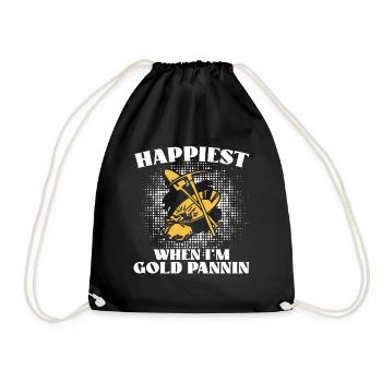Happiest when i'm Goldpannin - Turnbeutel - Schwarz - Vorne