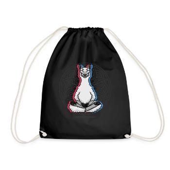 Namaste Llama Mandala Lotus Meditation Llama - Drawstring Bag - black - Front