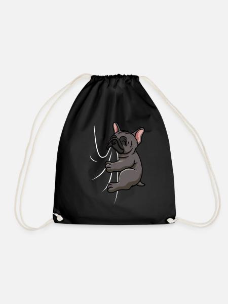 Biting French Bulldog - Turnbeutel - Schwarz