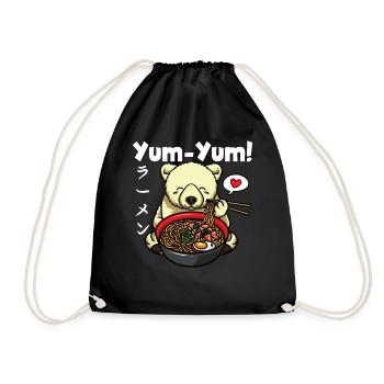 Yum Yum Japan Anime Ramen Nudel Eisbär - Turnbeutel - Schwarz - Vorne