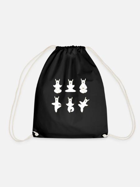Yoga Llama Meditation Lama does yoga exercises - Drawstring Bag - black