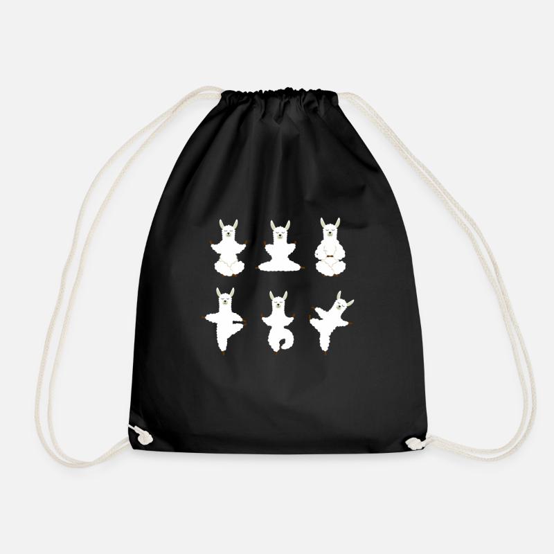 Yoga Llama Meditation Lama does yoga exercises - Drawstring Bag - black