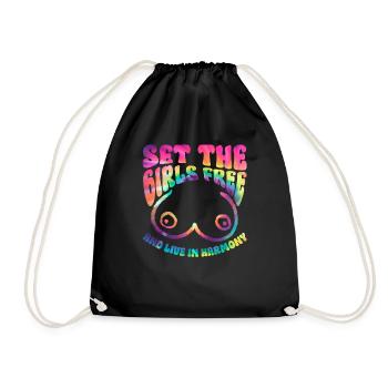 Hippie Costume Tie Dye No Bra - Drawstring Bag - black - Front