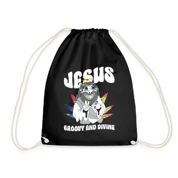 Jesus - Groovy And Divine - Hippie Kostüm Tie Dye - Turnbeutel - Schwarz - Vorne