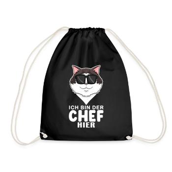 coole Katze - Ragdoll Katze - Chef Spruch - Turnbeutel - Schwarz - Vorne