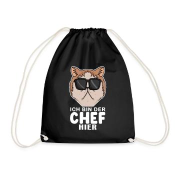 coole Katze - Exotische Kurzhaarkatze Katze - Chef - Turnbeutel - Schwarz - Vorne