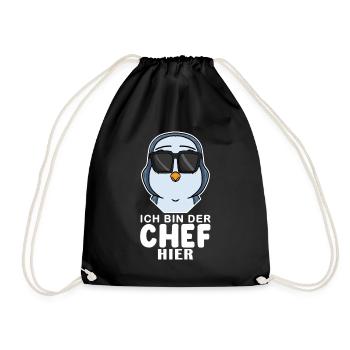 cooler Pinguin Chef Spruch - Turnbeutel - Schwarz - Vorne