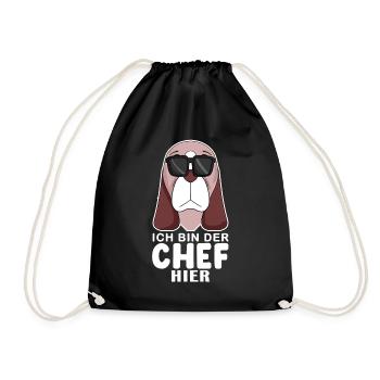 Cooler Hund Basset Hound Chef Spruch - Turnbeutel - Schwarz - Vorne