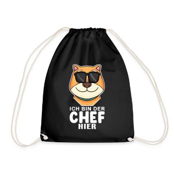 Cooler Hund Shiba Inu Chef Spruch - Turnbeutel - Schwarz - Vorne