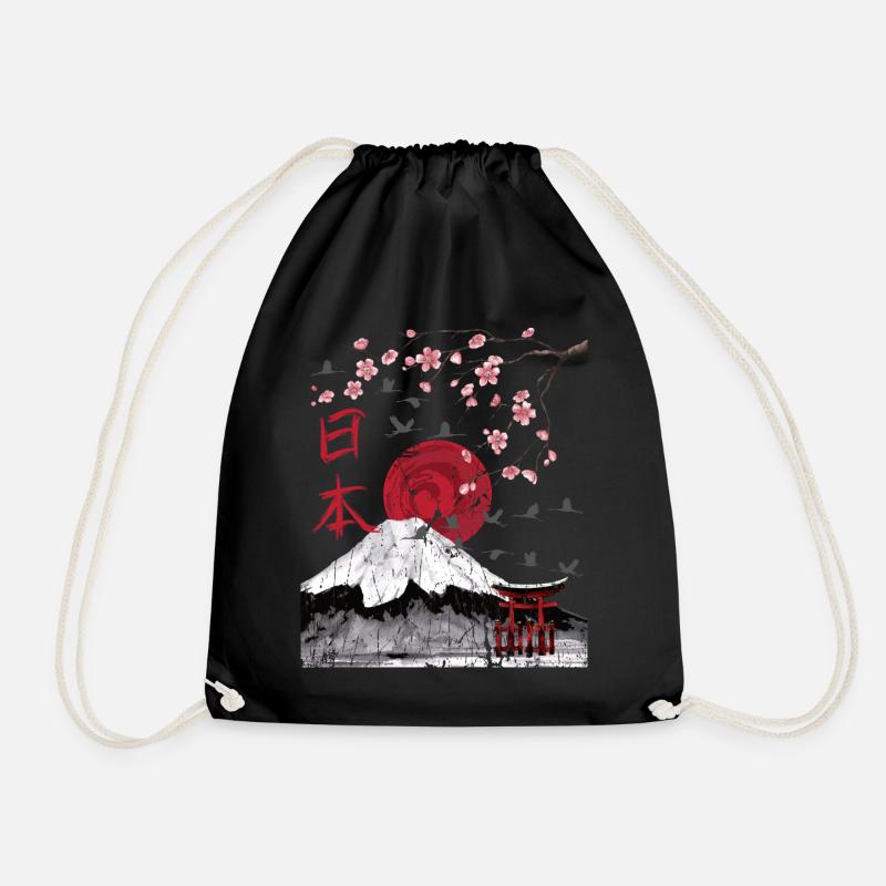 Japan Landschaft ästhetisch japanische Kunst - Turnbeutel - Schwarz