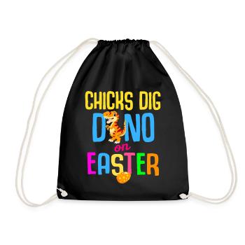 Easter T-rex Dinosaur Rabbit Easter Holiday - Drawstring Bag - black - Front