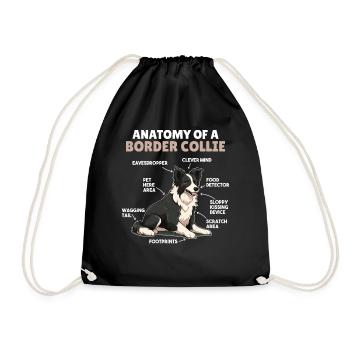 Hunde Erklärung Anatomy eines Border Collie - Turnbeutel - Schwarz - Vorne