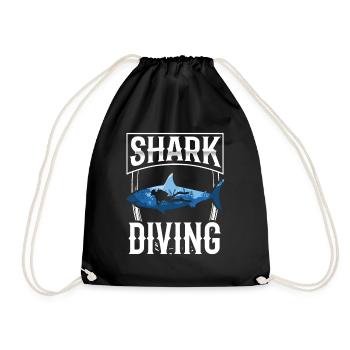 Shark Diving Shark Diving Shark Shark Sharks - Drawstring Bag - black - Front