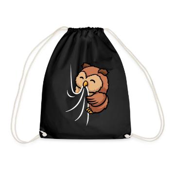 Mignon Hibou Tissu Mordant Hibou suceur - Sac de sport léger - noir - Devant