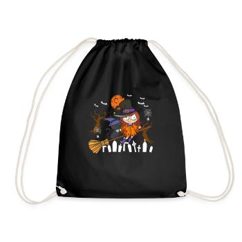 Crazy Black Cat Witch - Drawstring Bag - black - Front