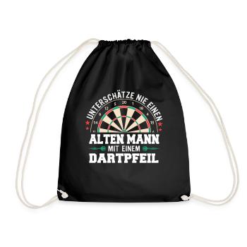 Dart Darts Dartspieler Dartsport - Turnbeutel - Schwarz - Vorne