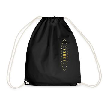 Moon phases - Stars - Moon - Graphic - Drawstring Bag - black - Front