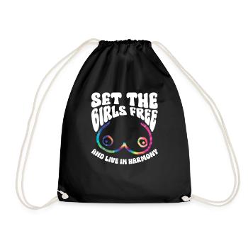 Hippie Costume Tie Dye No Bra - Drawstring Bag - black - Front