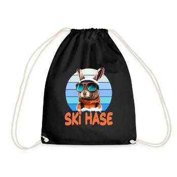 Skihase Skifahren Skifahrn Skihaserl - Turnbeutel - Schwarz - Vorne