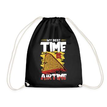 My Best Time Is Airtime Roller Coaster - Drawstring Bag - black - Front