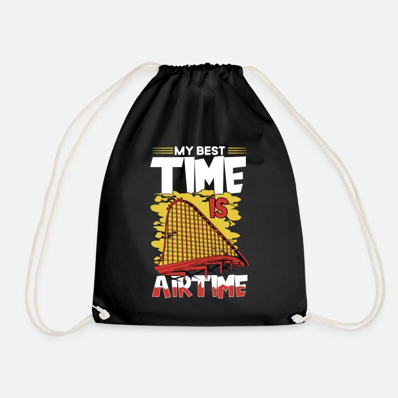 My Best Time Is Airtime Roller Coaster - Drawstring Bag - black