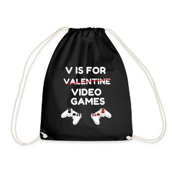 V ist für Videospiele Awesome Valentines Day Gamer - Turnbeutel - Schwarz - Vorne