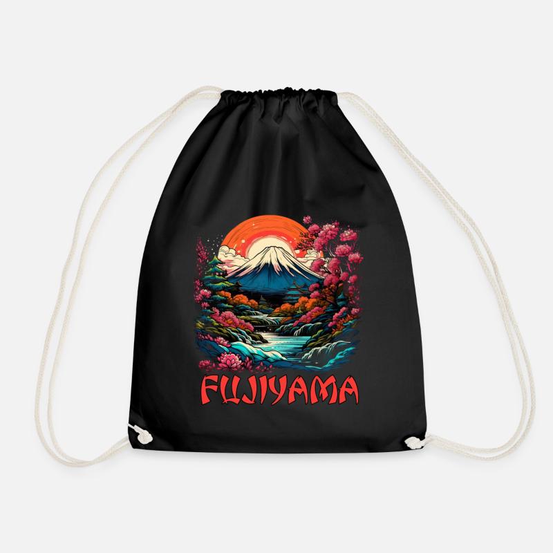 Fujiyama Fuji für einen Japaner oder Japan - Turnbeutel - Schwarz