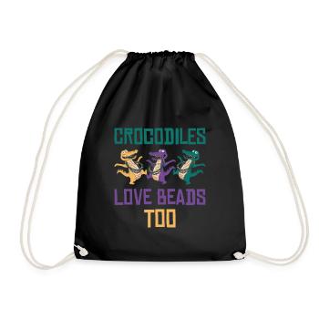 Mardi Gras Carnival Crocodile Beads Wildlife - Drawstring Bag - black - Front