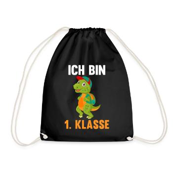 Schulkind Schulbeginn Erste Klasse Dinosaurier Ein - Turnbeutel - Schwarz - Vorne