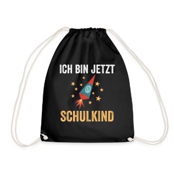 Schulkind Schulbeginn Erste Klasse Rakete Einschul - Turnbeutel - Schwarz - Vorne