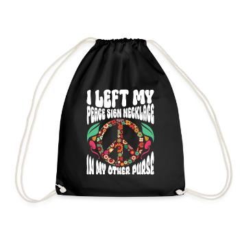 Hippie Costume Tie Dye Peace 70s - Drawstring Bag - black - Front