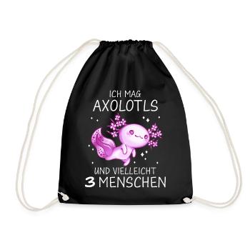 Axolotl Schwanzlurch Axolotls - Turnbeutel - Schwarz - Vorne
