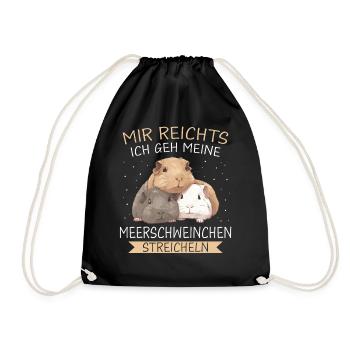 Meerschweinchen Kurzhaar Langhaar Crested - Turnbeutel - Schwarz - Vorne