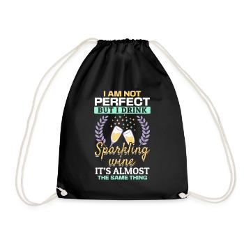 I'm not perfect, but I drink sparkling wine funny - Drawstring Bag - black - Front
