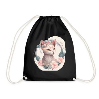 Cute Singapura Cat Flower Crown Cats Pet Kitten - Turnbeutel - Schwarz - Vorne