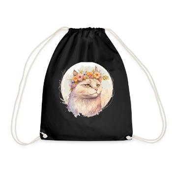 Cute Ragamuffin Cat Flower Crown Cats Pet Kitten - Turnbeutel - Schwarz - Vorne