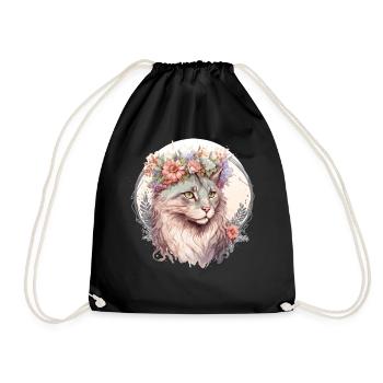 Cute Ragamuffin Cat Flower Crown Cats Pet Kitten - Turnbeutel - Schwarz - Vorne