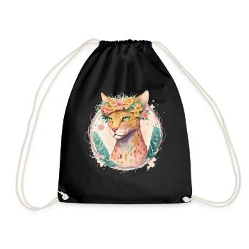Mignon Ocicat Cat Fleur Couronne Chats Chaton Pet Chaton - Sac de sport léger - noir - Devant