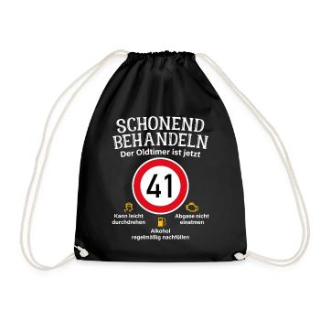 41. Geburtstag Schonend Behandeln Oldtimer Ist 41 - Turnbeutel - Schwarz - Vorne