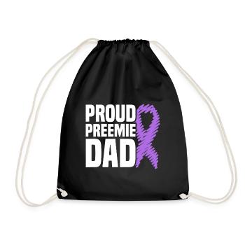 Mens Proud Preemie Dad NICU Premature Birth - Drawstring Bag - black - Front