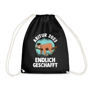 Abiturienten Abschluss Faultier 2023 Abitur - Turnbeutel - Schwarz - Vorne
