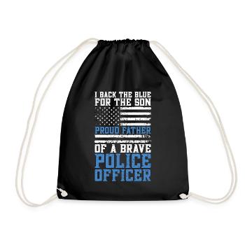 Police Officer I Back The Blue For Law Enforcement - Drawstring Bag - black - Front