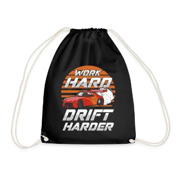 Work Hard Drift Harder JDM Car - Drawstring Bag - black - Front