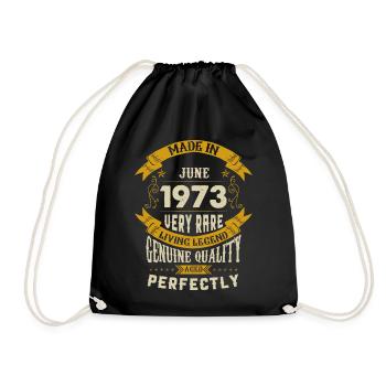 Juni 1973 Vintage Jahrgang Geburtstag - Turnbeutel - Schwarz - Vorne
