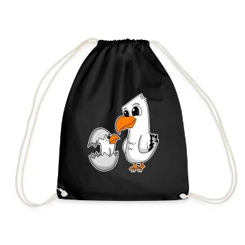 Seagull family - seagull with baby - Drawstring Bag - black - Front