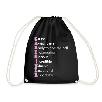 Caregiver Definition Elderly Caregiving Carer - Drawstring Bag - black - Front