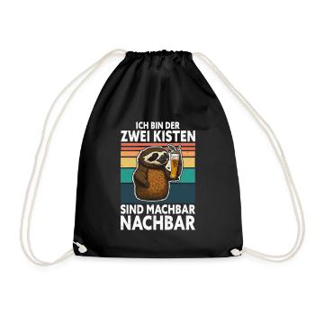 2 Kisten sind machbar Nachbar Faultier - Turnbeutel - Schwarz - Vorne