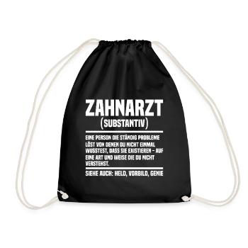 Zahnarzt Zahnärzte Zahnarztpraxis - Turnbeutel - Schwarz - Vorne