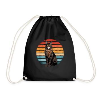 Maine Coon Cat Vintage Sunset Retro - Sac de sport léger - noir - Devant
