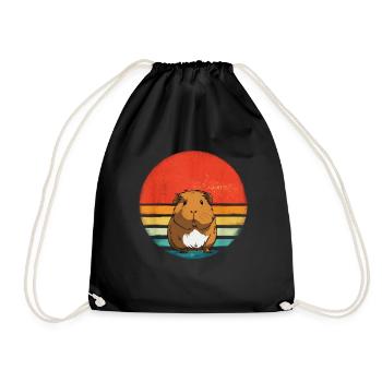 Guinea Pig Retro Pet Animal Lover Vintage Guinea - Drawstring Bag - black - Front